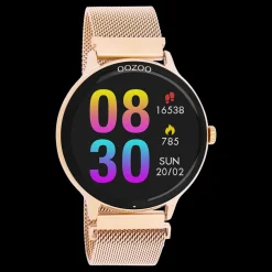 Rosé goudkleurige OOZOO smartwatch met rosé goudkleurige metalen mesh armband - Q00138