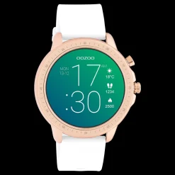 Rosé goudkleurige OOZOO smartwatch met witte rubber band - Q00322