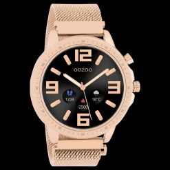 Rosé goudkleurige OOZOO smartwatch met rosé goudkleurige metalen mesh armband - Q00307