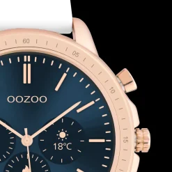 Rosé goudkleurige OOZOO smartwatch met witte rubber band - Q00322
