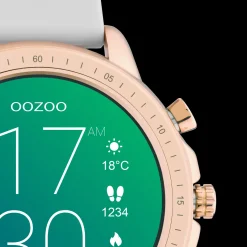 Rosé goudkleurige OOZOO smartwatch met steengrijze rubber band - Q00323