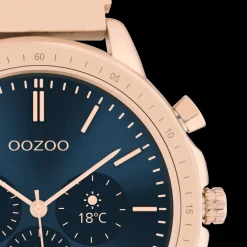 Rosé goudkleurige OOZOO smartwatch met rosé goudkleurige metalen mesh armband - Q00307