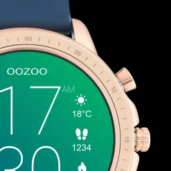 Rosé goudkleurige OOZOO smartwatch met donker blauwe rubber band - Q00326