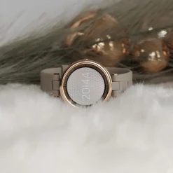 Rosé goudkleurige OOZOO smartwatch met taupe rubber band - Q00402