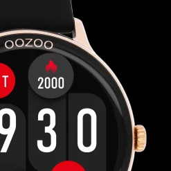 Rosé goudkleurige OOZOO smartwatch met zwarte rubber band - Q00133