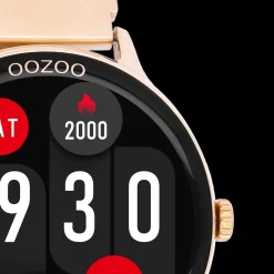 Rosé goudkleurige OOZOO smartwatch met rosé goudkleurige metalen mesh armband - Q00138