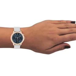 Rosé goudkleurige OOZOO smartwatch met steengrijze rubber band - Q00323