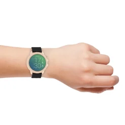 Rosé goudkleurige OOZOO smartwatch met zwarte rubber band - Q00303