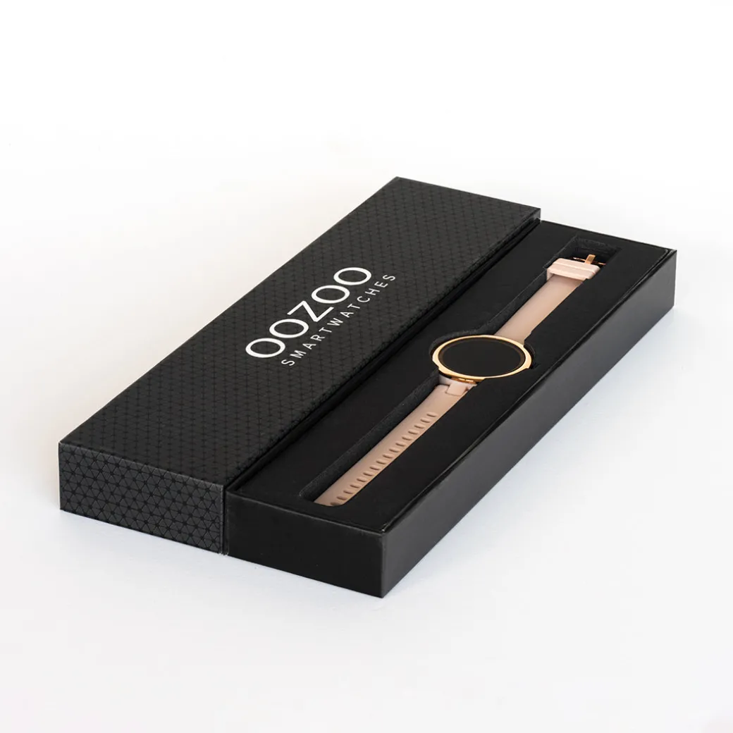 Rosé goudkleurige OOZOO smartwatch met grijze rubber band - Q00404