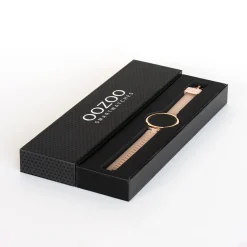 Rosé goudkleurige OOZOO smartwatch met taupe rubber band - Q00402