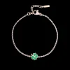 Rosé goudkleurig/groene armband met een klaver