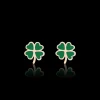 Rosé goudkleurig/groene oorbellen met een groene klaver