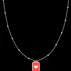 Rosé goudkleurig/rode ketting met een hart plaatje