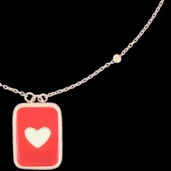 Rosé goudkleurig/rode ketting met een hart plaatje
