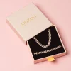 Rosé kleurige armband + ketting set met V-schakel