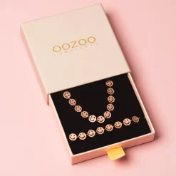 Rosé kleurige armband + ketting set met smileys