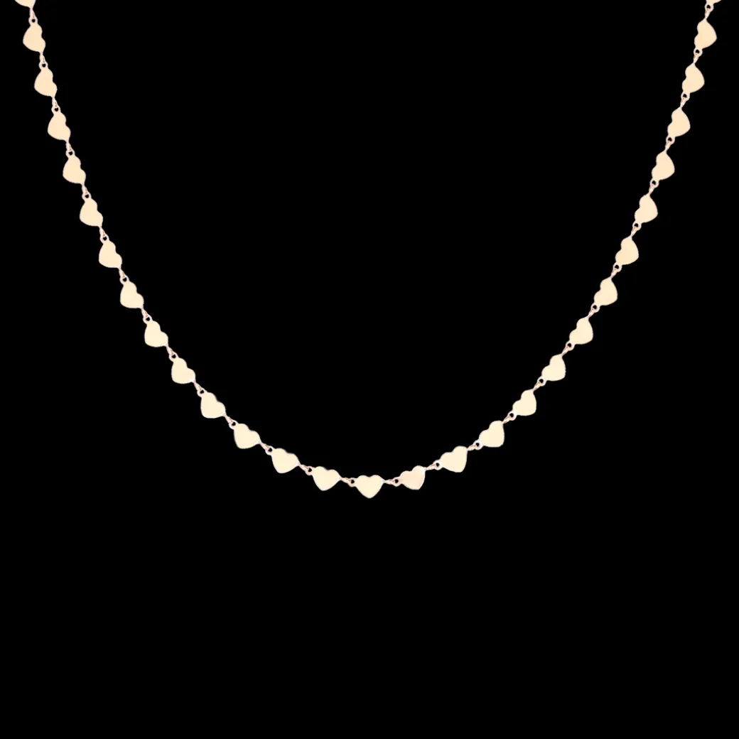 Rosé kleurige armband + ketting set met hartjes