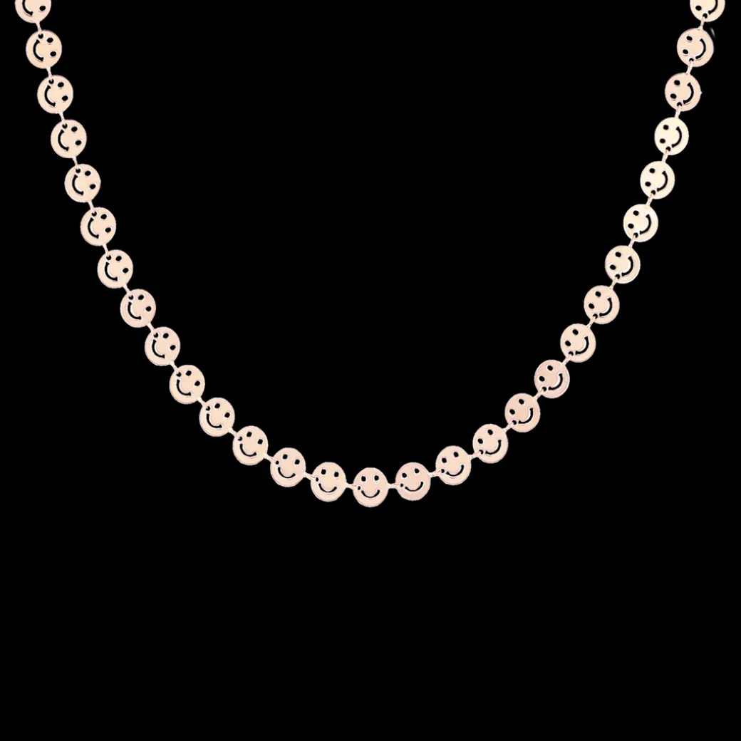 Rosé kleurige armband + ketting set met smileys