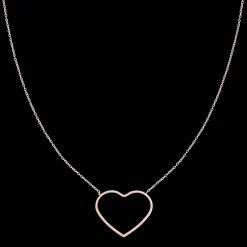 Rosé kleurige armband + ketting set met groot hart