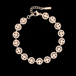 Rosé kleurige armband + ketting set met smileys