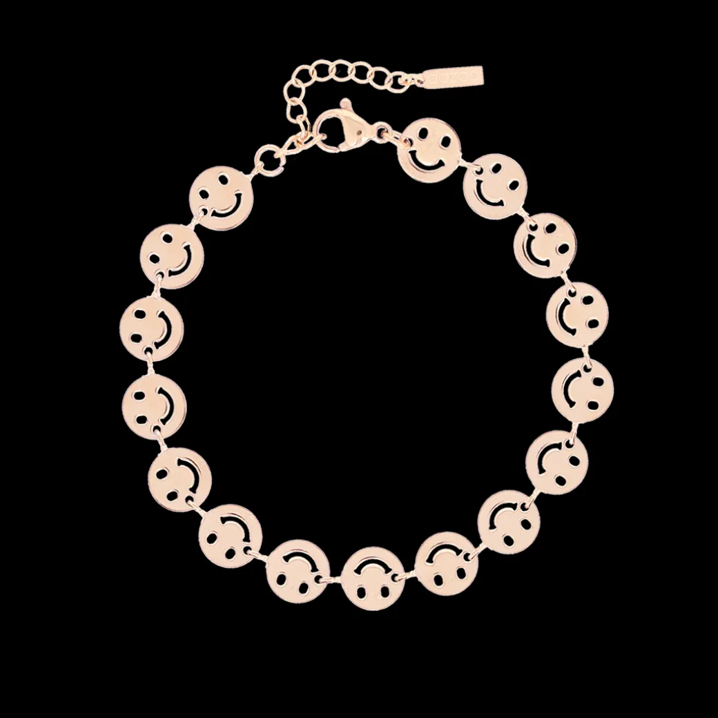 Rosé kleurige armband + ketting set met smileys