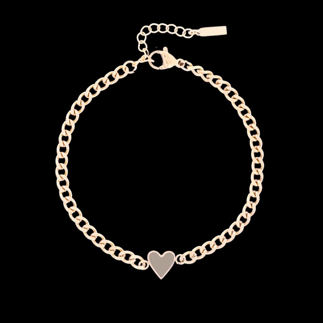 Rosé kleurige armband + ketting set met groot hart