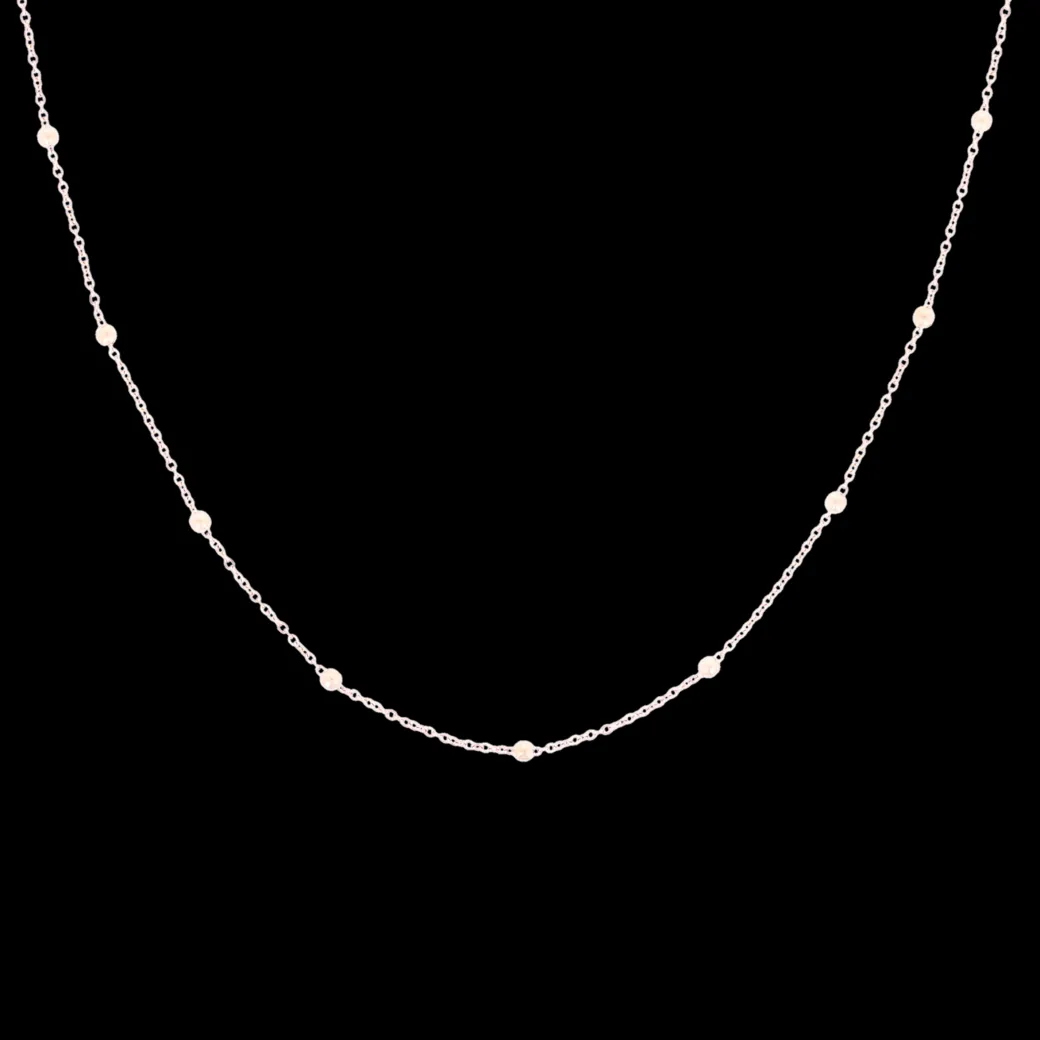 Rosé kleurige armband + ketting set met bolletjes