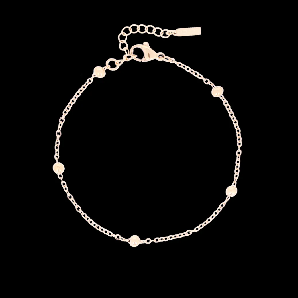 Rosé kleurige armband + ketting set met bolletjes