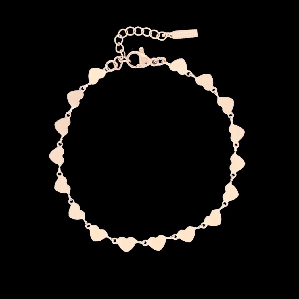 Rosé kleurige armband met hartjes