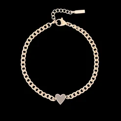 Rosé kleurige armband met taupe hart bedeltje