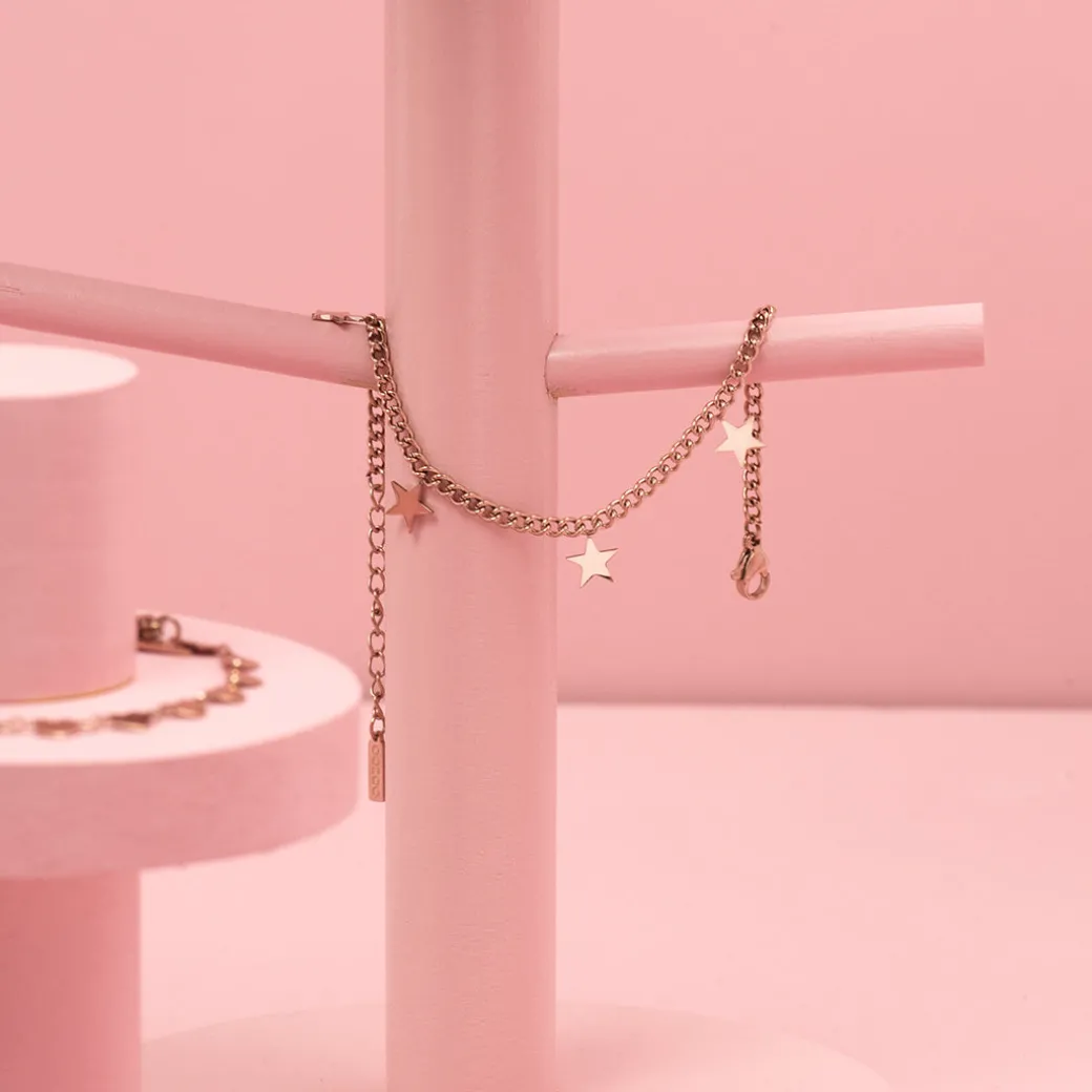 Rosé kleurige armband met sterretjes