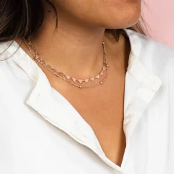 Rosé kleurige ketting met hartjes