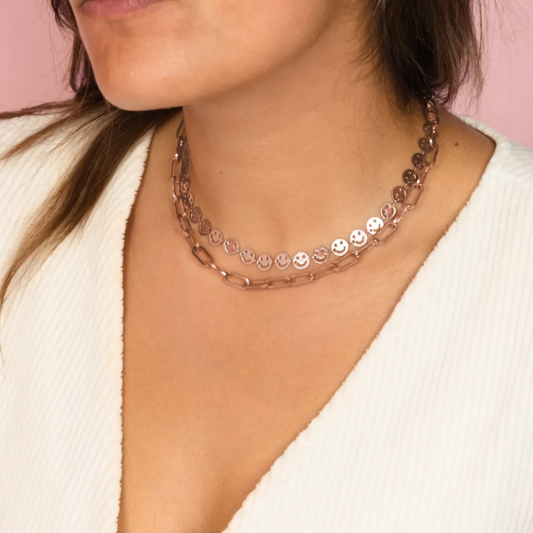 Rosé kleurige ketting met grove schakels