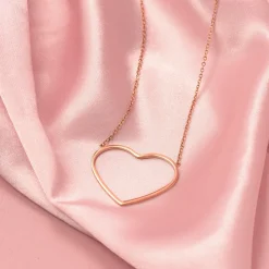 Rosé kleurige ketting met groot hart