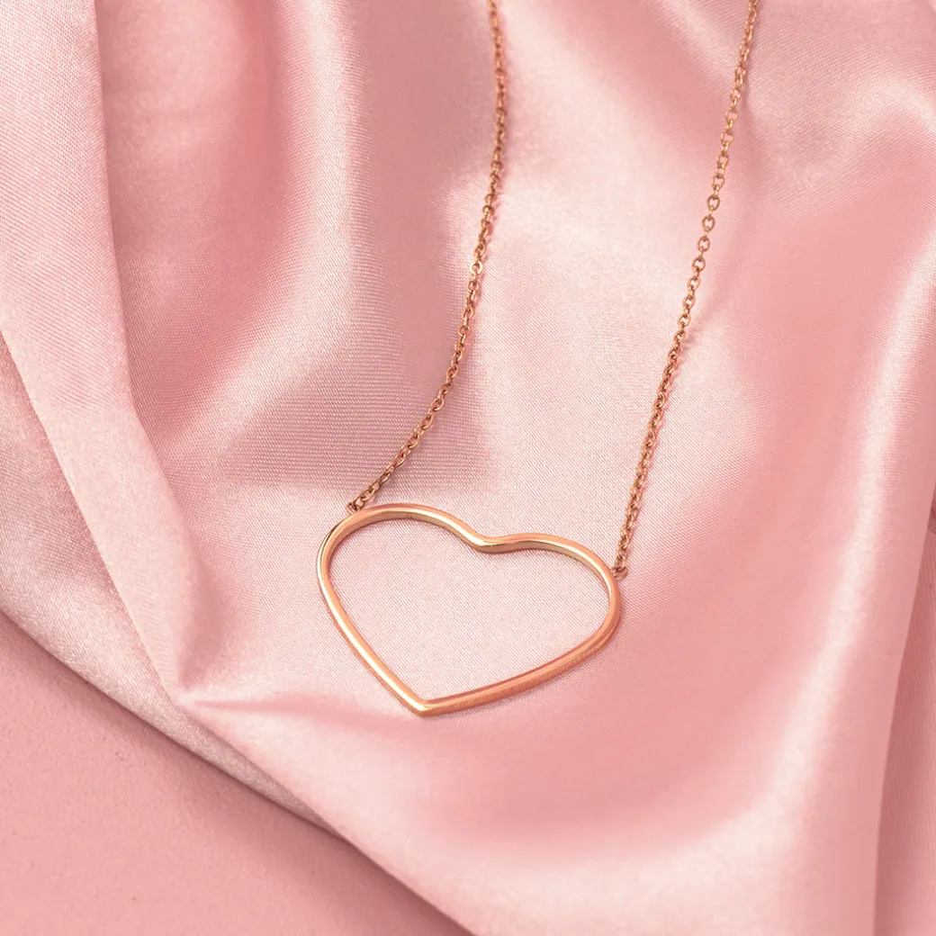 Rosé kleurige ketting met groot hart
