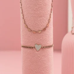 Rosé kleurige ketting met hartjes
