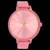 Roze schelpkleurige OOZOO horloge met leren band - C11250