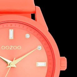 Roze schelpkleurige OOZOO horloge met leren band - C11285
