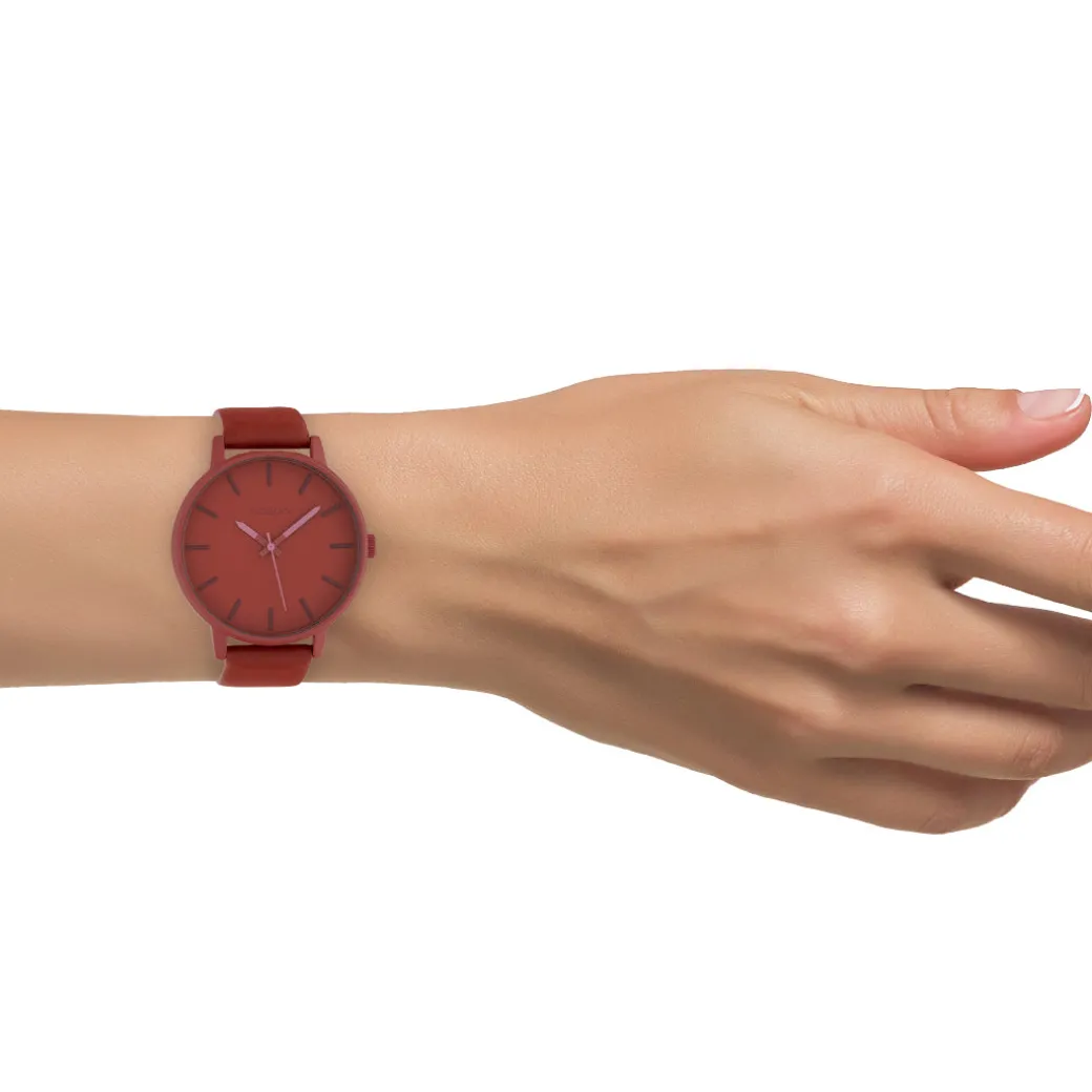 Sienna rode OOZOO horloge met leren band - C10381