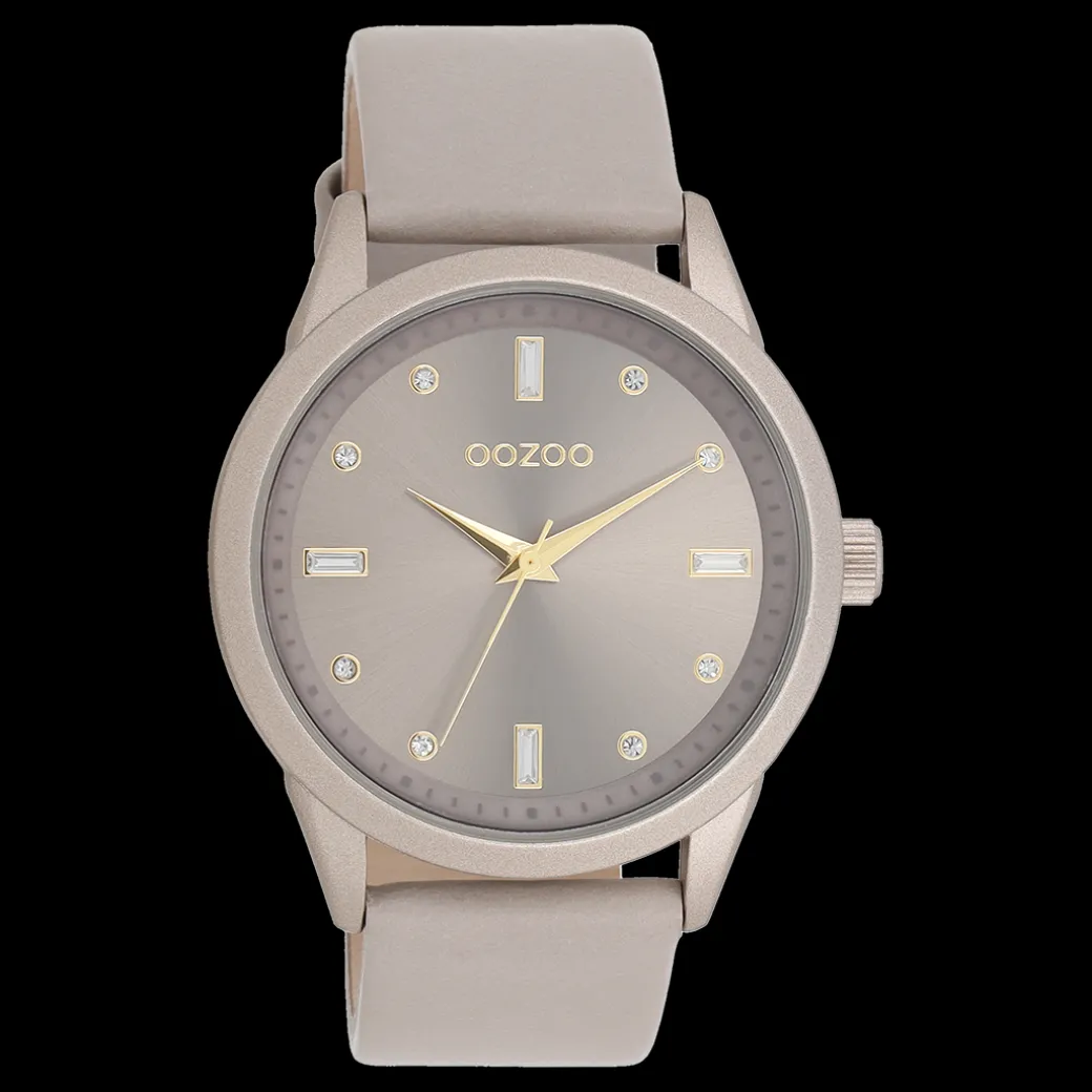 Taupe OOZOO horloge met leren band - C11287