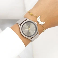 Taupe OOZOO horloge met leren band - C11287