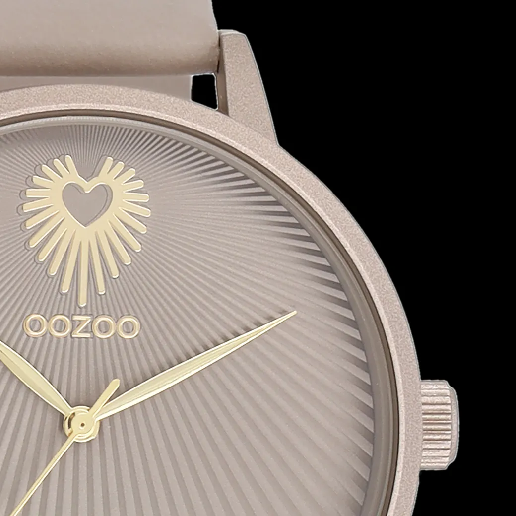 Taupe OOZOO horloge met leren band - C11245