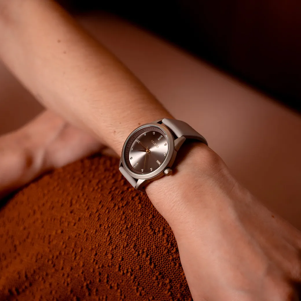 Taupe OOZOO horloge met leren band - C11287