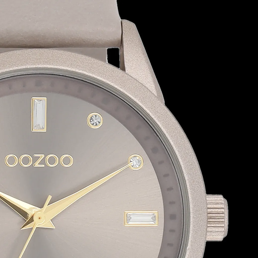 Taupe OOZOO horloge met leren band - C11287