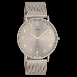 Taupe OOZOO horloge met metalen mesh armband - C20380