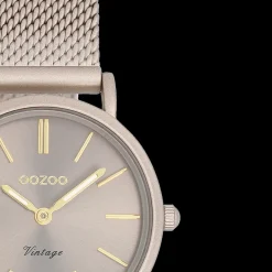 Taupe OOZOO horloge met metalen mesh armband - C20339