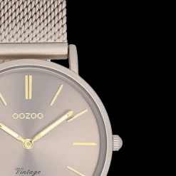Taupe OOZOO horloge met metalen mesh armband - C20338