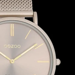 Taupe OOZOO horloge met metalen mesh armband - C20336