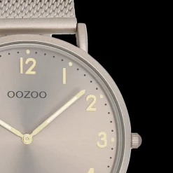 Taupe OOZOO horloge met metalen mesh armband - C20380
