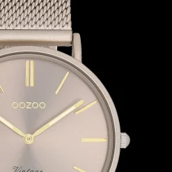 Taupe OOZOO horloge met metalen mesh armband - C20337
